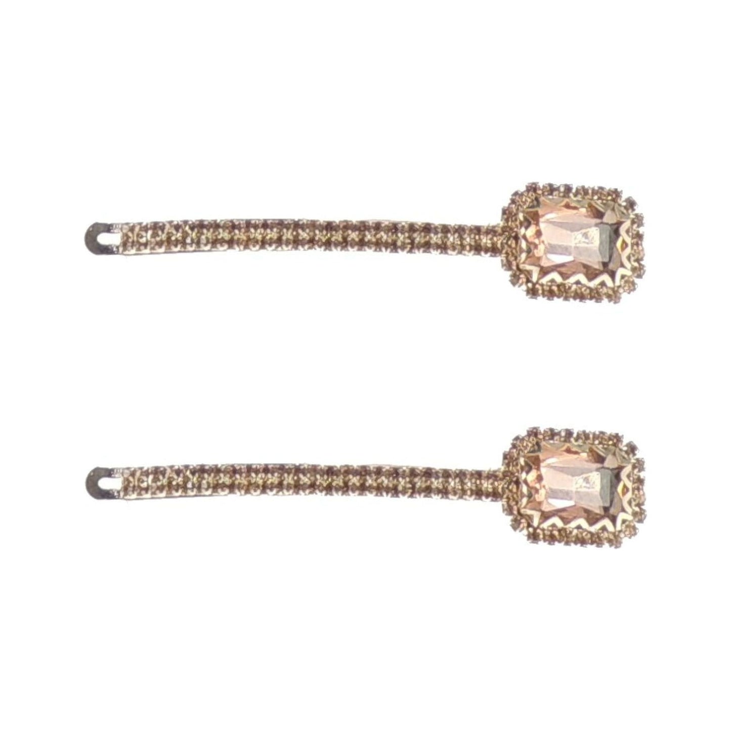 Set of 2 Ladies Girls Sparkly Diamante Hair 9cm Grip Large Square Stone