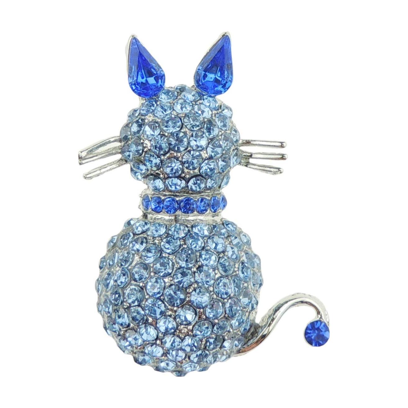 Ladies Mens Extra Sparkly Cute Crystal Diamante Encrusted Brooch itty Sitting Cat