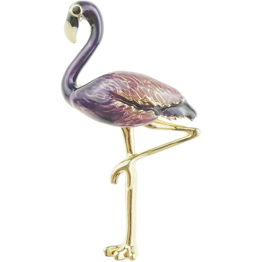 Bird Lover Wildlife Enamel Pink Flamingo Standing Leg Evening Wedding Brooch Lapel Pin