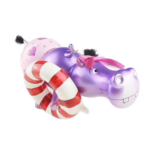 Italian Large Hand Blown Glass Keepsake Christmas Tree Ornament Bauble Purple Hippo