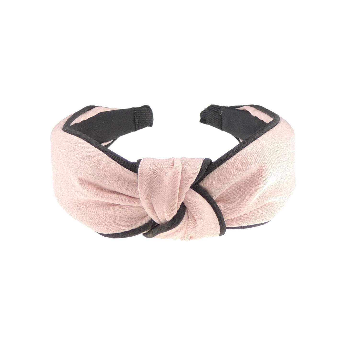 Ladies Silk Look Evening Black Piping Trim Top Knot Headband Alice Band