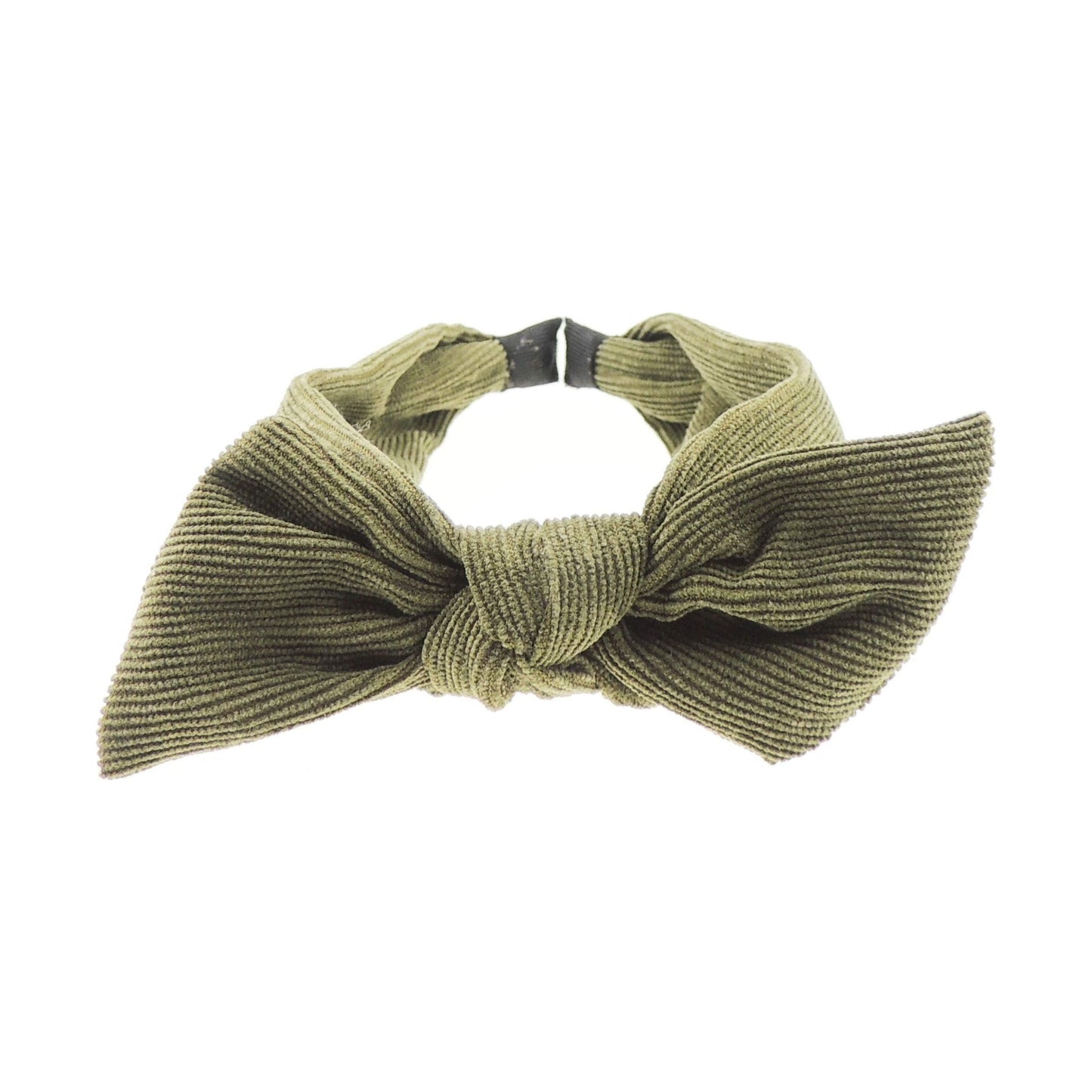 Ladies Corduroy Draped Top Knot Square Bow Headband Alice Band