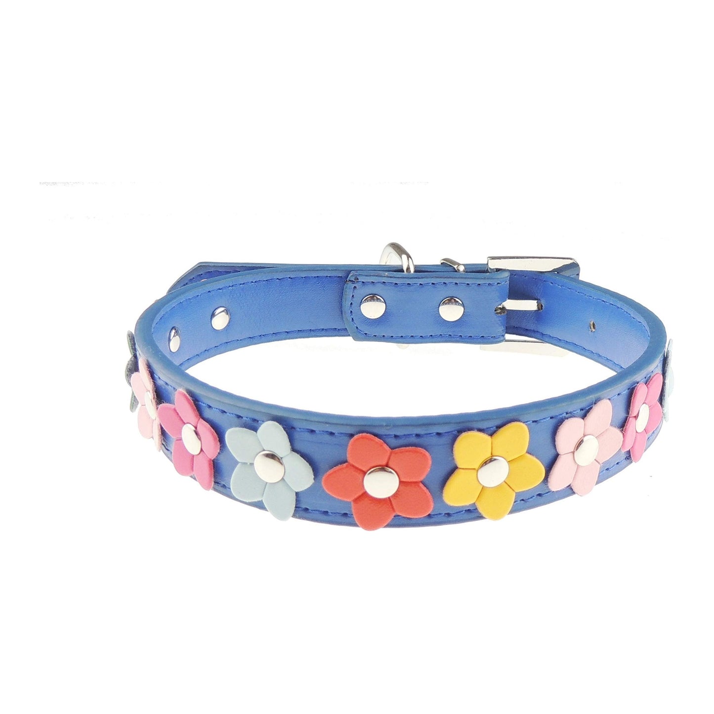 Princess Daisy Flower Floral Vegan Faux Leather Idea Boy Girl SMALL MEDIUM DOGS ONLY Puppy Collar Adjustable Durable Fancy Yellow Pink Black Red Blue Black Collar