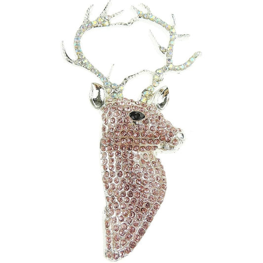 Stunning Extra Sparkly Crystal Encrusted Deer Stag Antlers Evening Wedding Lapel Brooch