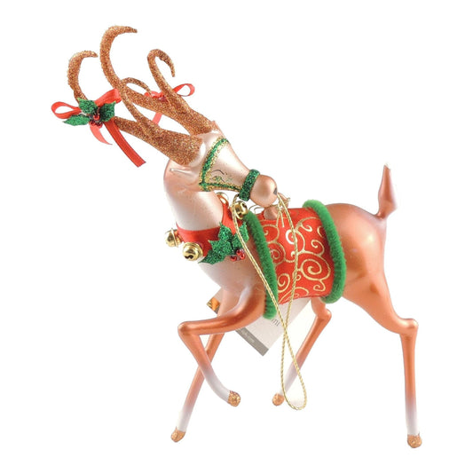 Italian Hand Blown Glass Keepsake Christmas Tree Ornament Bauble Christmas Red Green Reindeer