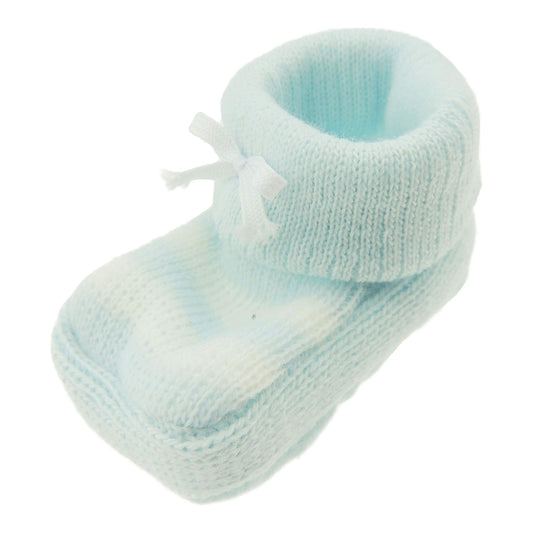 Soft Warm Infant Newborn Baby Babies Girls Boys Knit Christmas Knitted Crochet Pram Cot Plain Slippers Socks Booties Bootees Shower Gift Essentials 0-3 Months Striped