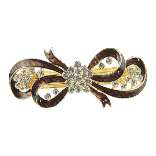 Womens Girls Crystal Rhinestone Diamante Wedding Birthday Party Evening Ponytail Fine Medium Hair Accessories Occasion Barrette Hairpin Grip French Spring Clip Enamel Bow Ribbon