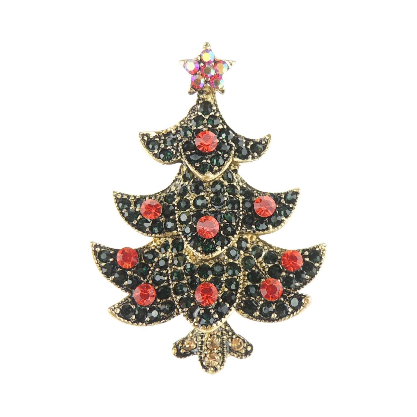 Festive Christmas Season Gift Coat Scarf Coat Jacket Shawl Scarf Diamante Rhinestone Crystal Large Brooch Badge Breastpin Corsage Pin Xmas Tree Red Green Colour Baubles