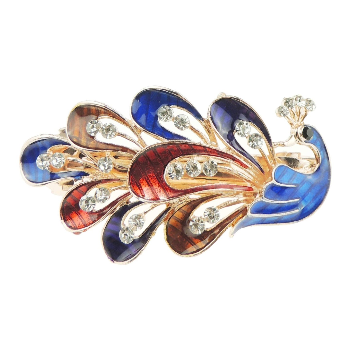 Beautiful Ladies Vintage Gold Tone Chunky Metal 8 cm Hair Evening Barrette Peacock in 6 Colours