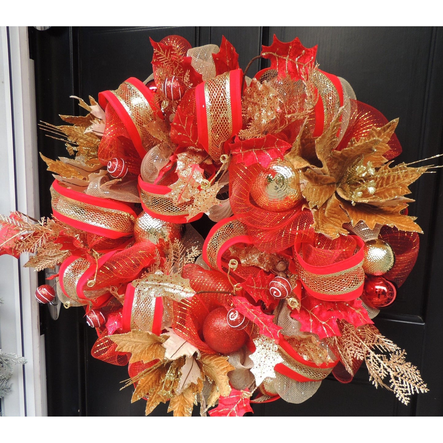 Luxury Christmas Wreath, Front Door Wreath, Home Christmas Decorations, holiday wreath, Gold Wreath, Red Door Wreath,Advent, Swag