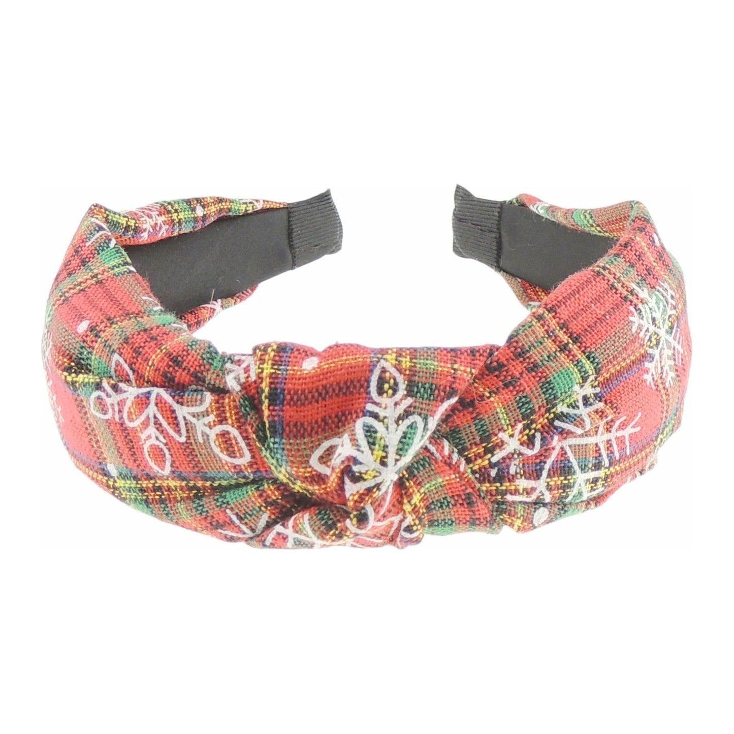 Festive Christmas Tartan Plaid Tweed Fabric Womens Girls Bow Knotted Top Knot Twist Twisted Turban Winter Headpiece Deeley Bopper Dance Party Headband Hair Alice Band