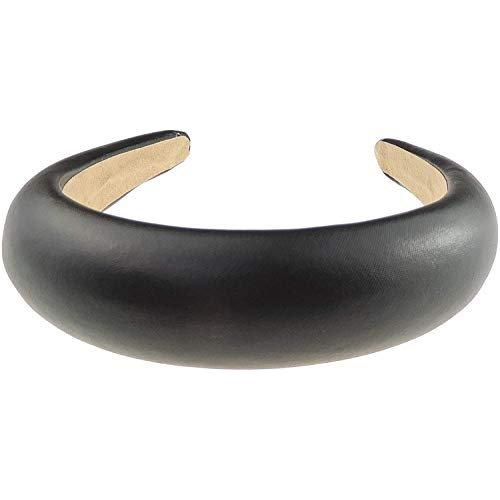 Ladies Metallic Big Bump Padded Covered Headband Alice Band (Black)