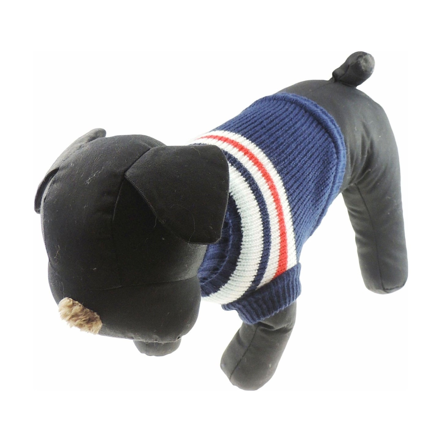 Cute Knitted SMALL MEDIUM LARGE Puppy Cat Kitten Warm Winter Girl Boy Cold Weather Vest Sweatshirt Clothes Jacket Coat Christmas Ideas Pullover Jumper Sweater Big Stripes Navy Blue White