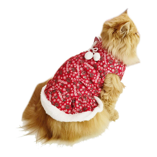 Cute Funny SMALL DOG ONLY Doggie Puppy Cat Outfit Winter Girl Boy Jumper Coat Cape Clothes Hoodies Fancy Dress Costume Ideas Dress Christmas Xmas Red Santa Claus Heart Ho Ho Ho Dress