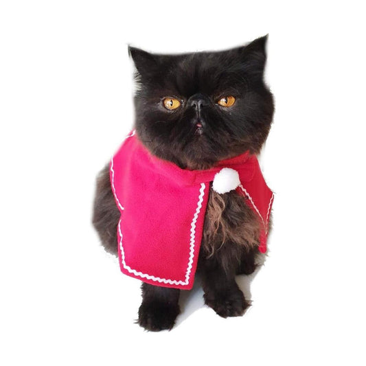 Dog Cat Festive Christmas Red Santa Claus Warm Cloak Cape