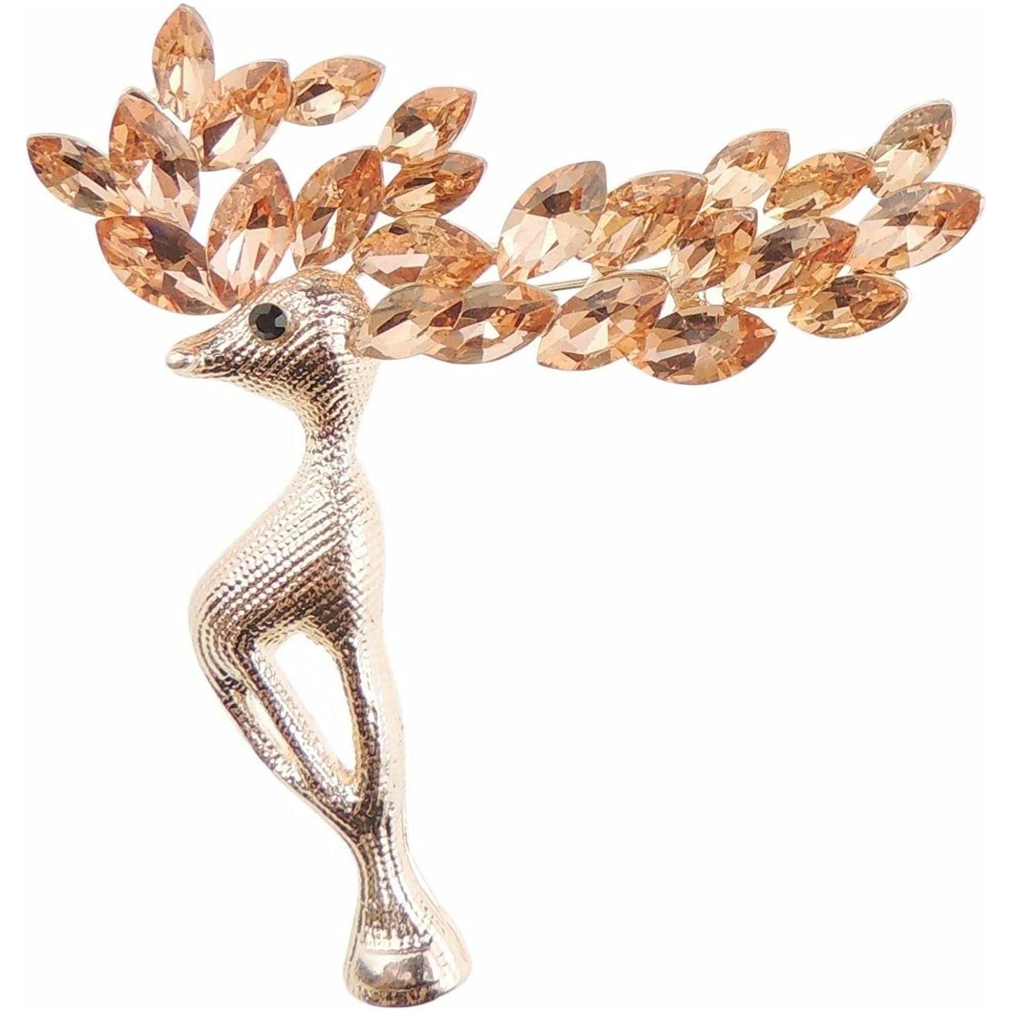 Ladies Silver Gold Tone Crystal Diamante Large Antlers Christmas Reindeer Stag Brooch Boxed