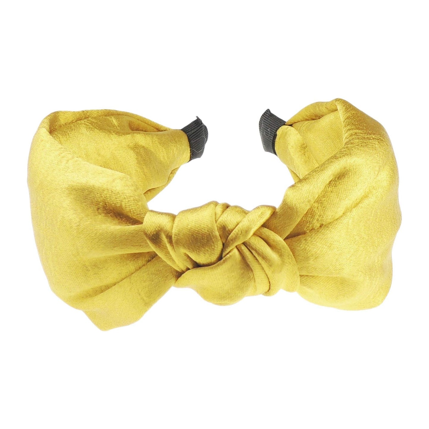 Ladies Draped Slinky Satin Top Knot Headband Alice Band (Old Gold)