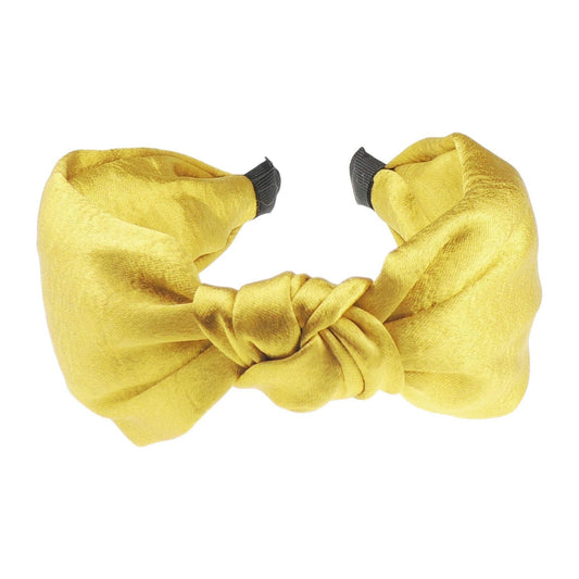 Ladies Draped Slinky Satin Top Knot Headband Alice Band (Old Gold)