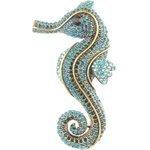 Sparkly Crystal Gold Tone Large Ocean Lover Seahorse Mother of The Bride Groom Brooch