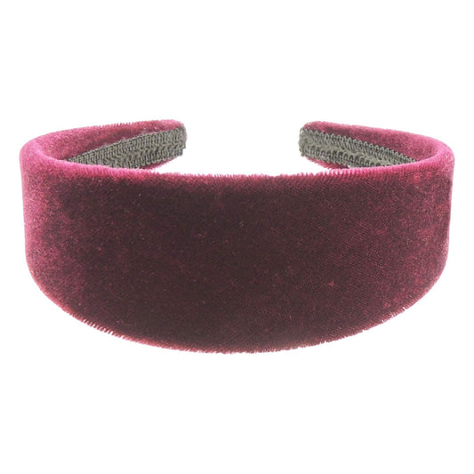 Small Head Ladies Girls Velvet Evening Velvet Wide Headband Alice Band (Burgundy)