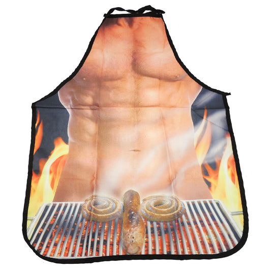 Glamour Girlz Mens Womens Chef Kitchen Cooking Baking BBQ Rude Joke Naughty Funny Novelty Present Stag Do Party ift Pinny Pinafore Apron Birthday Christmas Naked man Weiner Sausage BBQ