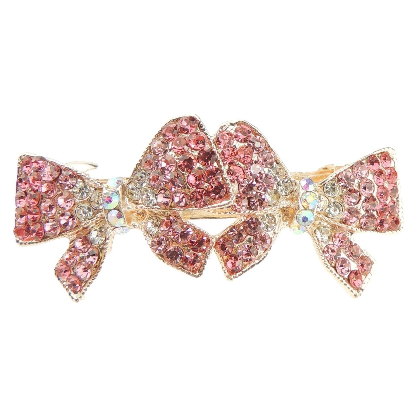 Ladies Gold Tone Metal Diamante Crystal Hair Barrette Butterfly