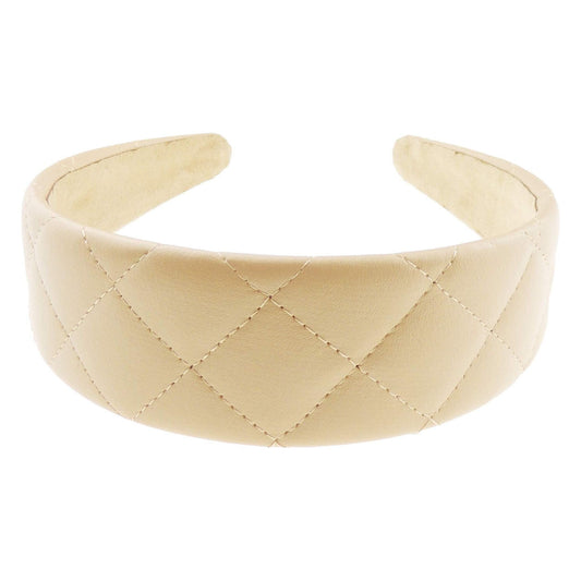 Ladies Elegant Leather Look Work Home Quilted Stitched Criss Cross Headband Alice Band