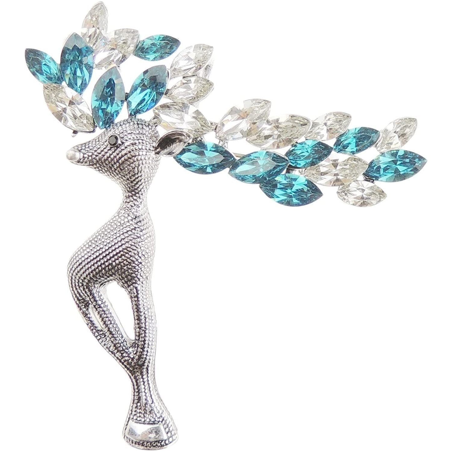 Ladies Silver Gold Tone Crystal Diamante Large Antlers Christmas Reindeer Stag Brooch Boxed