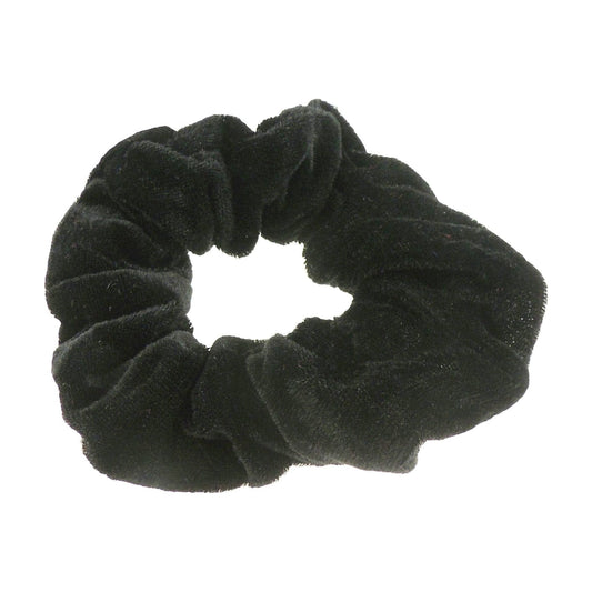 Womens Girls Velvet Plush Fabric Evening Christmas Party Bag Ponio Hair Tie Up Back Elastic Scrunchie Accessories Bobbles Ponytail Holder Rubber Band Black Scrunchie