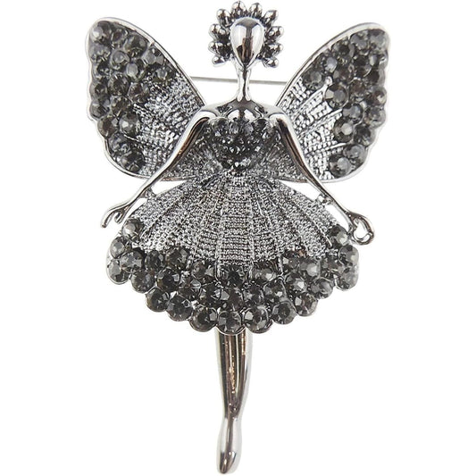 Ladies Crystal Diamante Evening Lapel Brooch Dancing Ballerina Tutu Moving Legs Multicolour