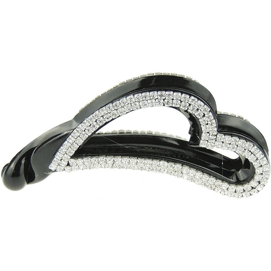 Extra Sparkly Diamante Crystal Square Banana Hair Clip Heart