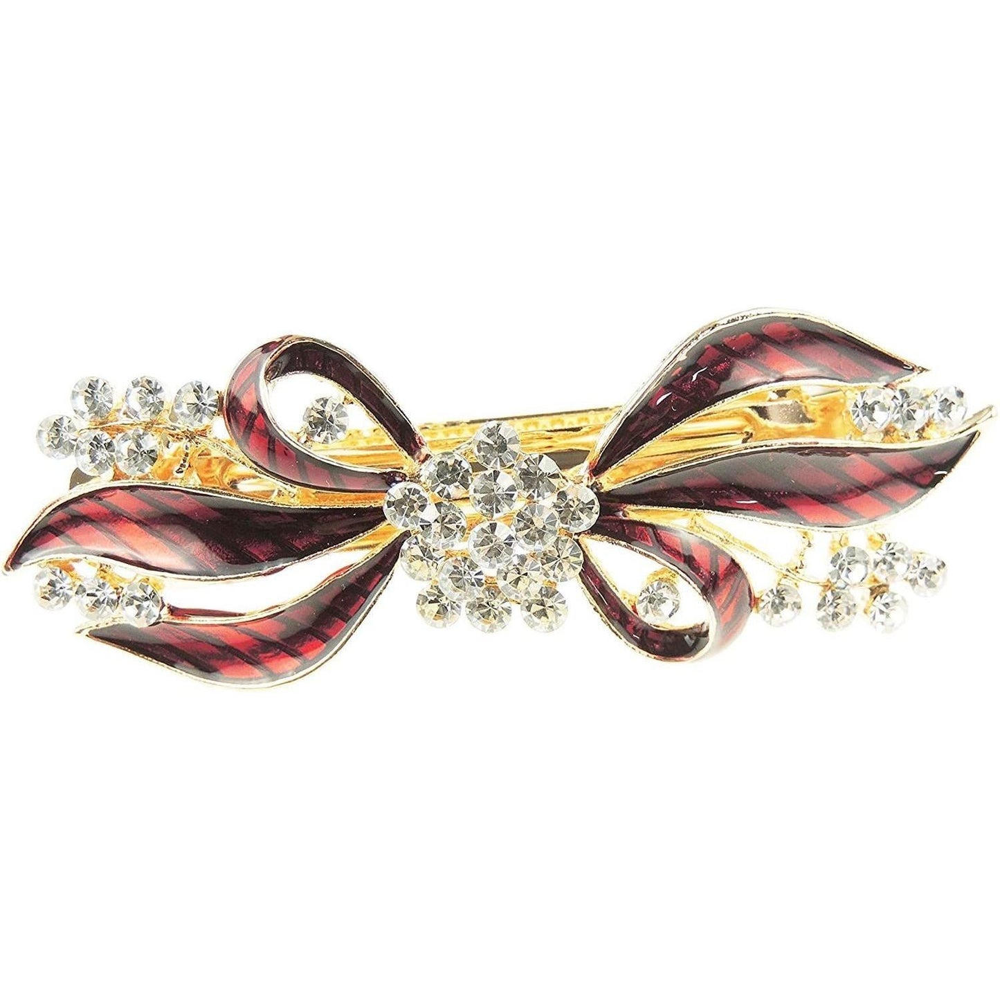 Womens Girls Crystal Rhinestone Diamante Wedding Birthday Party Evening Ponytail Fine Medium Hair Accessories Occasion Barrette Hairpin Grip French Spring Clip Enamel Bow Ribbon