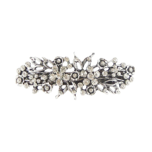 Ladies 8cm Crystal Sparkly Floral Hair Barrette