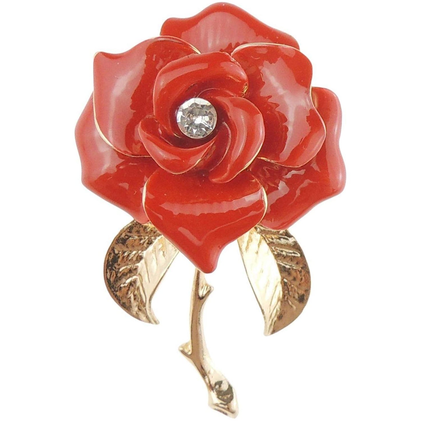Shiny Enamel Layered Rose Wedding Evening Brooch Pin