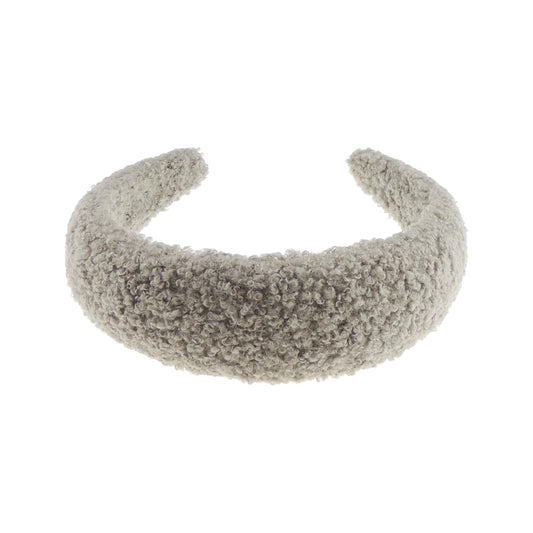 Womens Puffy Occasion Wedding Bridal Party Birthday Christmas Evening Wide Thick High Bump Padded Winter Furry Fuzzy Wool Look Hair Hairband Accessories Headband Alice Band