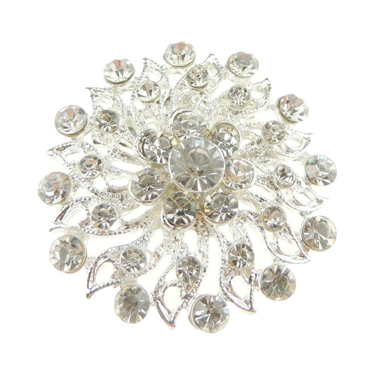 Gorgeous Ladies Formal Lapel 3cm Small Metal Scarf Brooch Crystal Circle Sun Rays