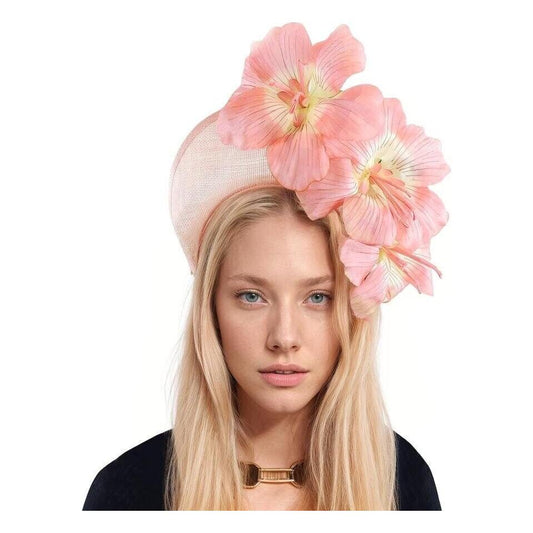 Pale Pink Coral Halo Crown Kentucky Derby Fascinator Hat Padded Headband