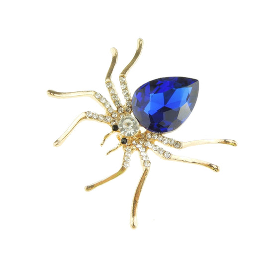 Ladies Large Crystal Diamante Gold Silver Grey Spider Brooch Boxed