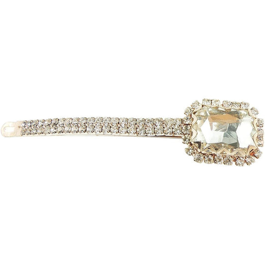 Ladies Extra Sparkly Large Stone Hair 9cm Grip Clip Gold Tone Clear