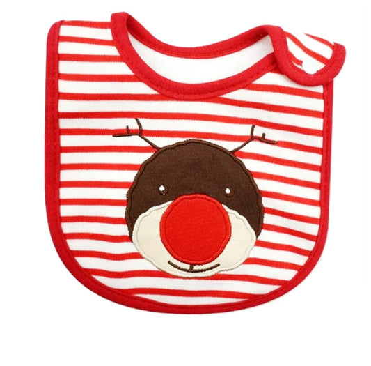 Cute Unisex Baby Girls Boys Babies Newborn 3 6 9 Months Essentials Infant Childrens Kids Everyday Feeding Weaning Teething Bandana Burp Cloth Dribble Bib My First Christmas Pudding (Red Reindeer)