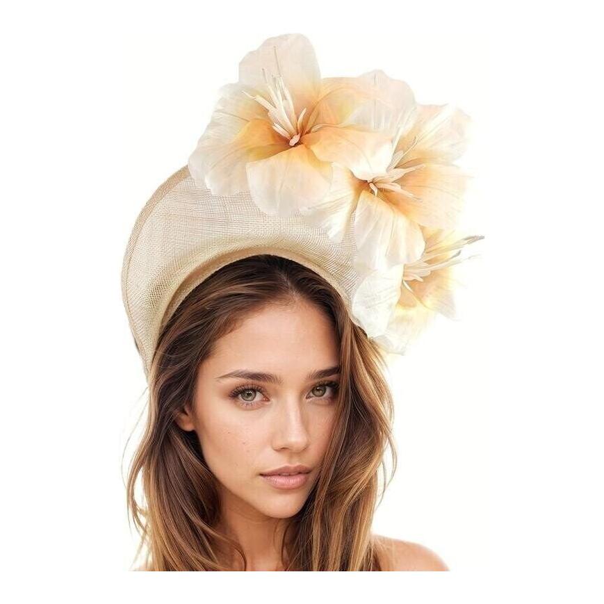 Pale Pink Coral Halo Crown Kentucky Derby Fascinator Hat Padded Headband