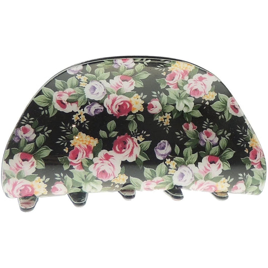 Ladies Floral English Garden Print 8cm Hair Claw Clamp Clip Oval