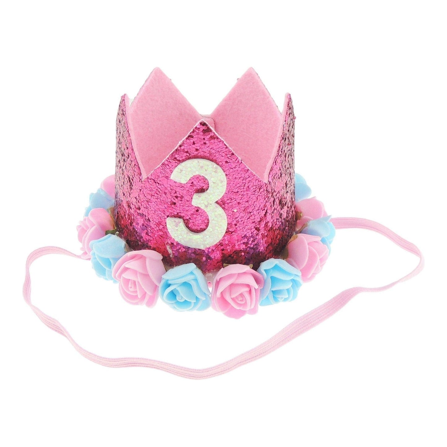 Boys Girls Cat Dog Pet Glitter 3rd 3 Three Years Old Birthday King Crown Princess Tiara Costume Party Photo Prop Headband Hat