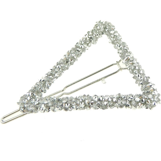 Ladies Girls Stencil Diamante Triangle Geometric Crystal Hair Barrette Slide Clip