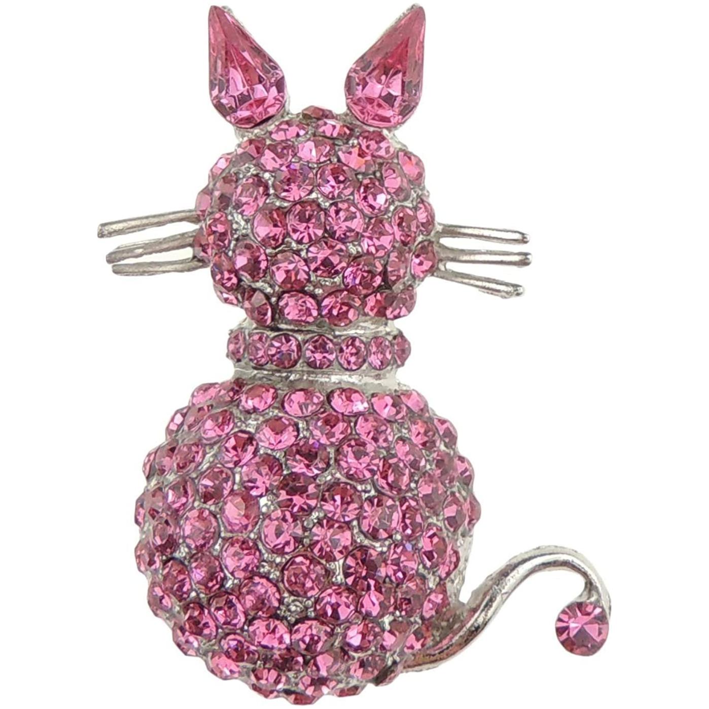 Ladies Mens Extra Sparkly  Crystal Diamante Encrusted Brooch Kitty Sitting Cat