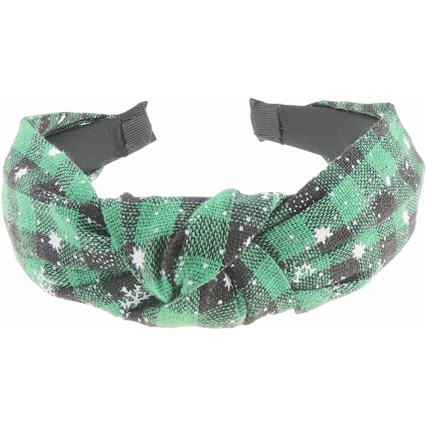 Festive Christmas Tartan Plaid Tweed Fabric Womens Girls Bow Knotted Top Knot Twist Twisted Turban Winter Headpiece Deeley Bopper Dance Party Headband Hair Alice Band