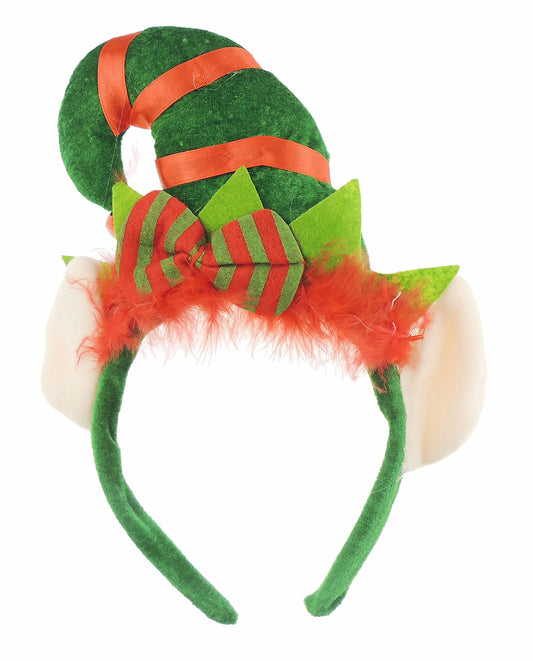 Glamour Girlz Ladies Mens Festive Christmas Party Deeley Bopper Alice Band Headband Bell Striped Red Green Hat & Ears