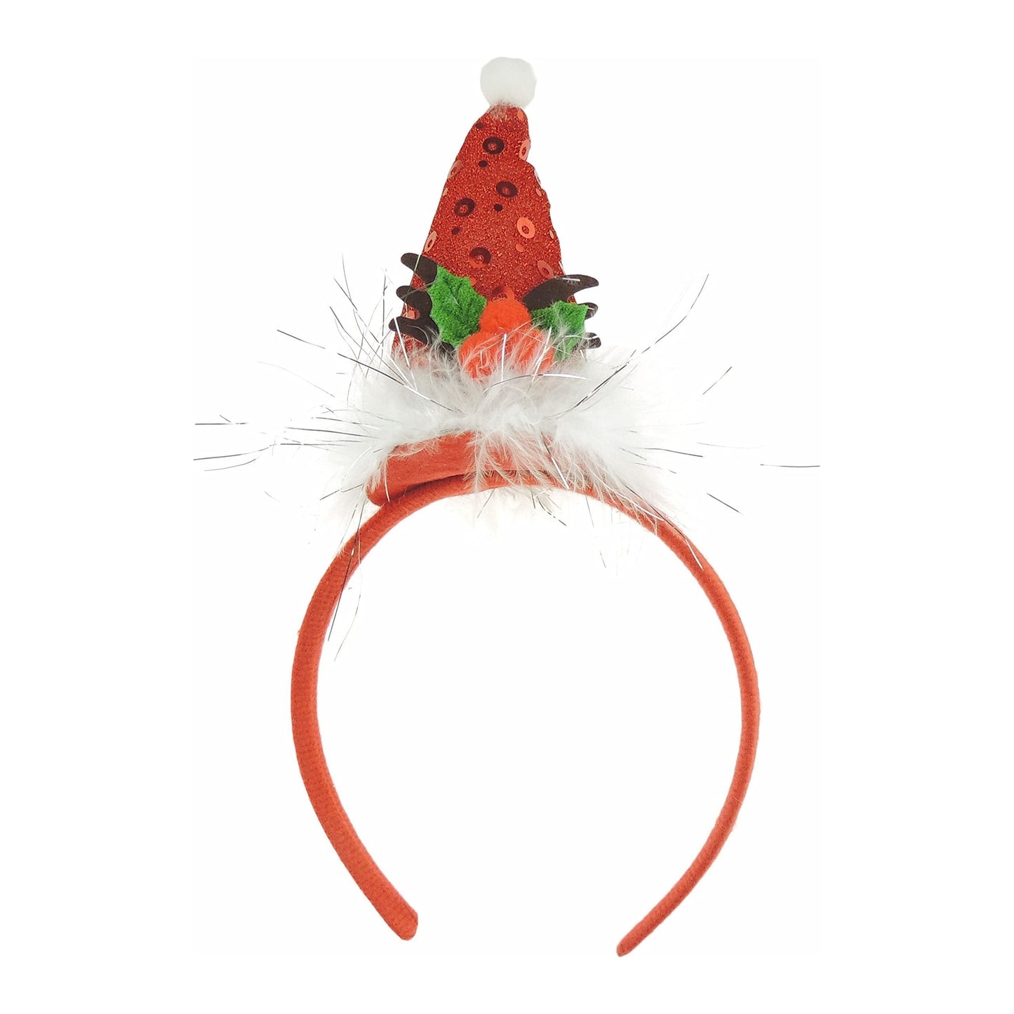 Unisex Womens Mens Festive Christmas Nativity Costume Outfit Party Headband Hair Hoop Alice Band Hairband Deeley Deely Springs Bopper Plush Glitter Sparkly Sequin Santa Elf Hat