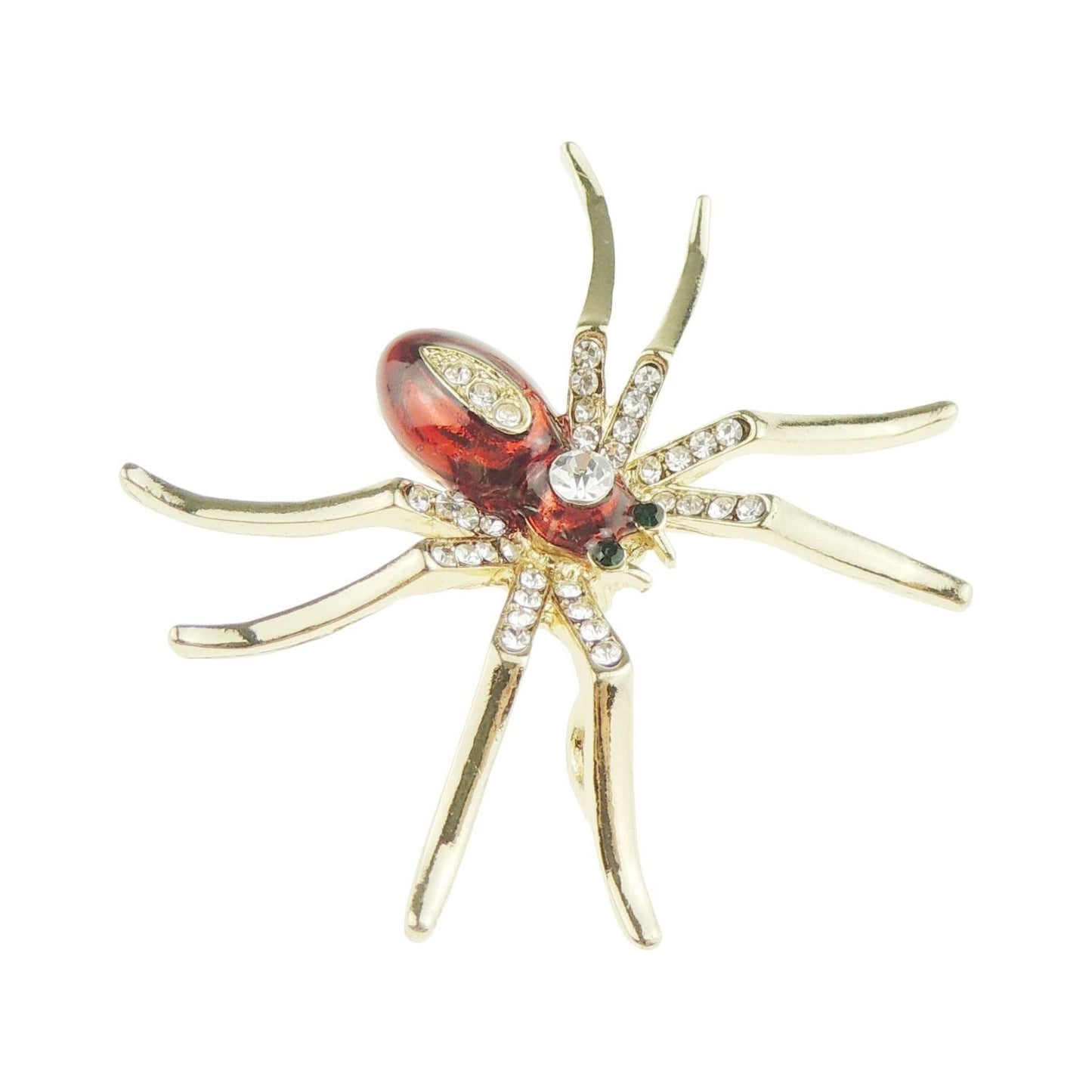 Unisex Diamante Rhinestone Crystal Enamel Halloween Fancy Dress Spider Badge Brooch