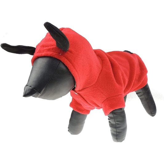 Cute Funny SMALL DOG ONLY Doggie Puppy Kitten Cat Accessories Halloween Outfit Fleece Warm Winter Girl Boy Jumper Coat Clothes Hoodies Fancy Dress Costume Ideas Pullover Sweater Red Devil